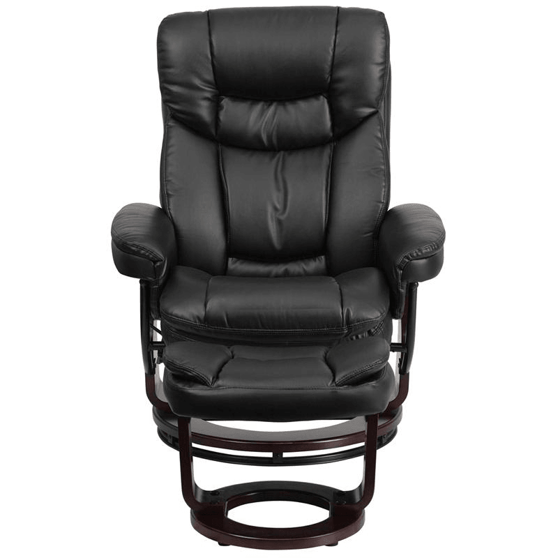 Contemporary Multi-Position Recliner and Curved Ottoman with Swive
